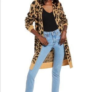 BP. Long Leopard Jacquard Cardigan